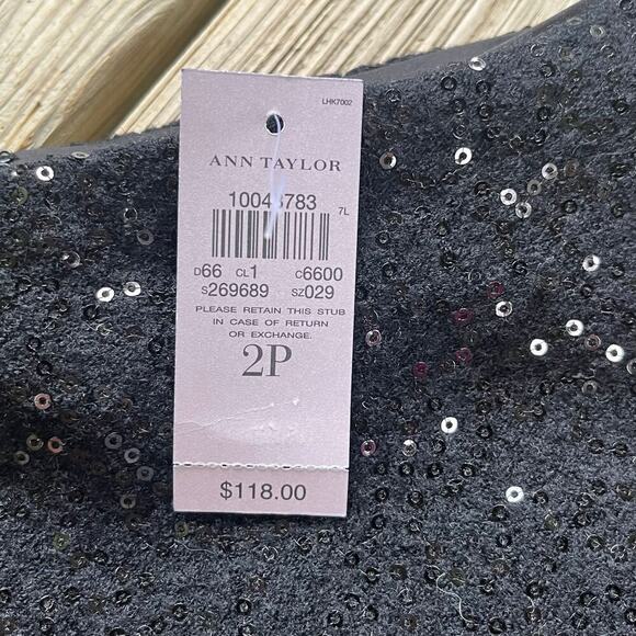 Ann Taylor Women's Black Sequined Mini Skirt Size 2P. NEW - Picture 7 of 8